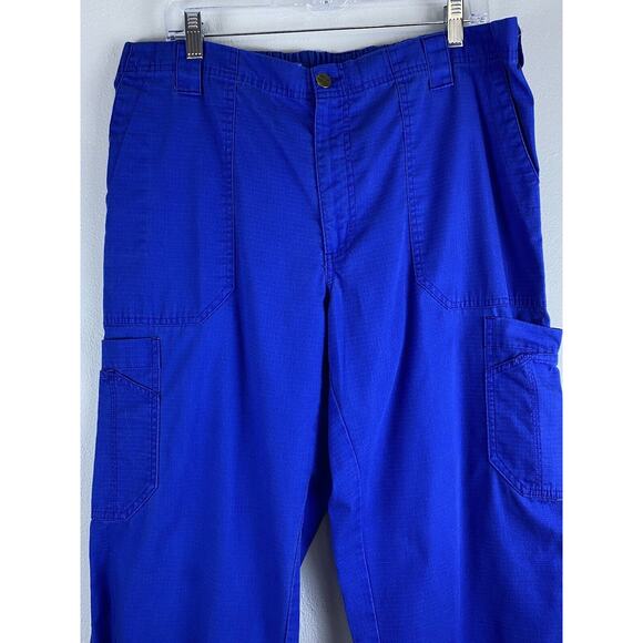Blue Carhartt Sz L Pockets Elastic Waist Comfort Wide Leg Pants - Picture 2 of 10
